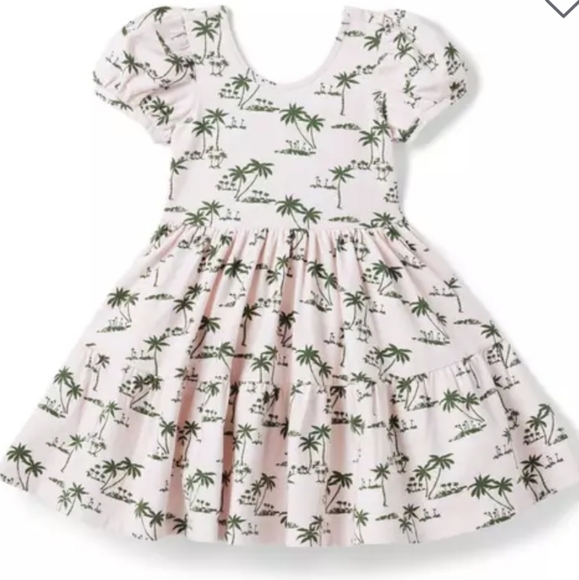 Janie and Jack The Everyday Puff Sleeve Dress Mauve Chalk Palm 18-24 months - Picture 1 of 7